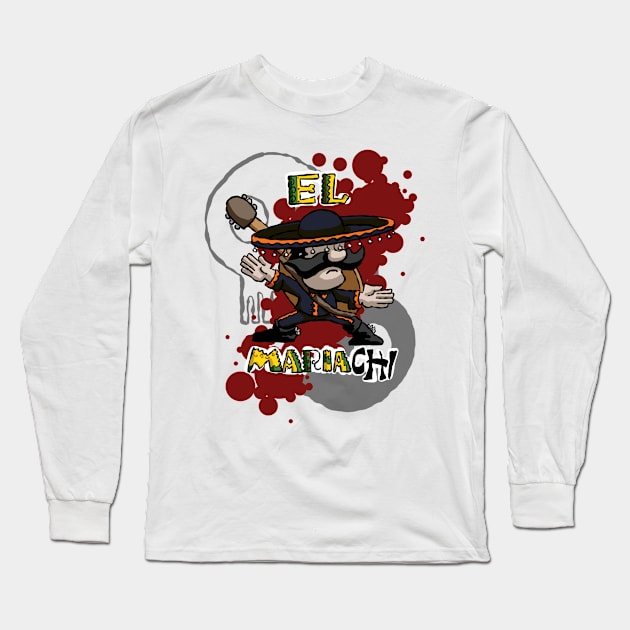 Cute Cinco de Mayo Mexican Mariachi Long Sleeve T-Shirt by Kev Brett Designs